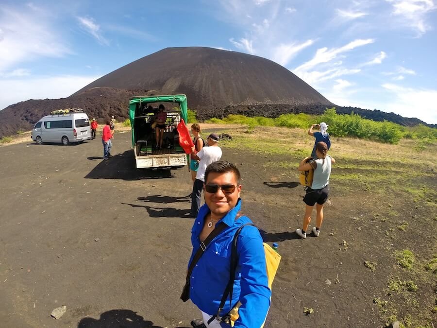 Getting ready to do some volcano boarding