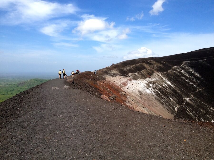 The trek up to Cerro Negro for volcano boarding