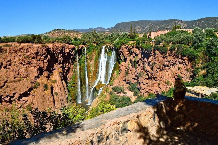 Landscape view of the Ouzoud Waterfalls