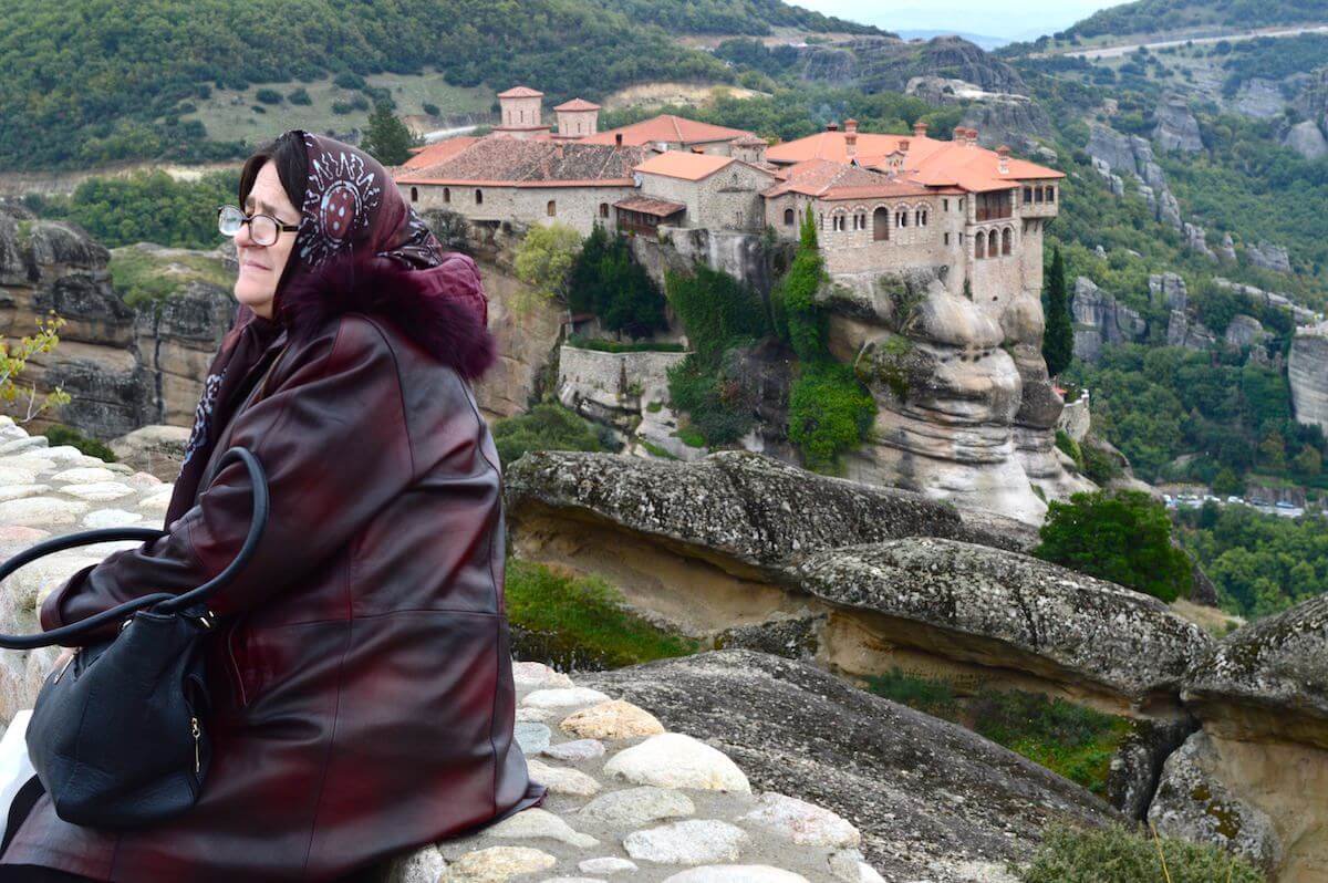 Greek lady at Meteora Monastery