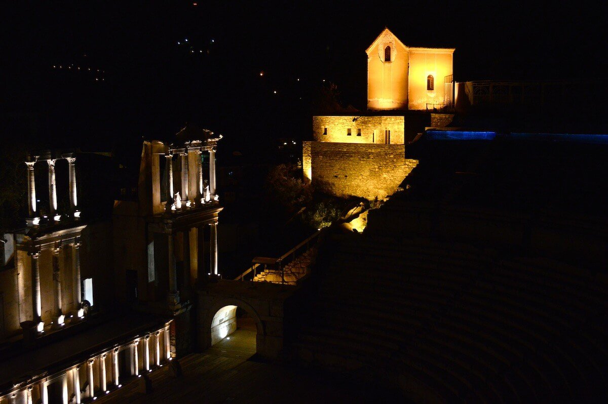 The Roman Ruins of Plovdiv at Night