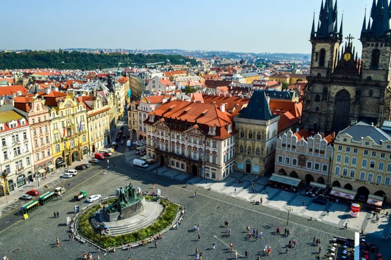 Panoramic view of Prague's main square