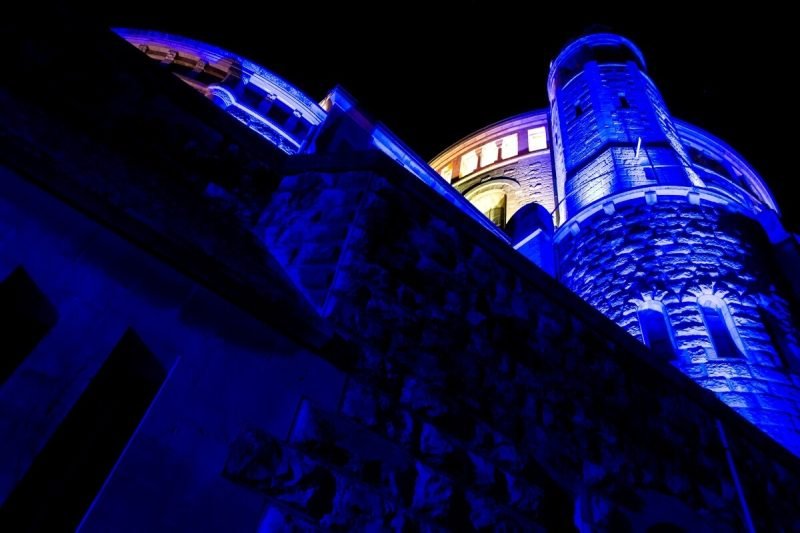 Dormiton Abbey at Night in Jerusalem