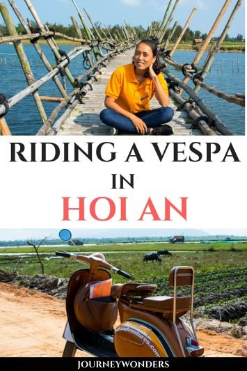 Riding a Vespa in Hoi An Vietnam Asia